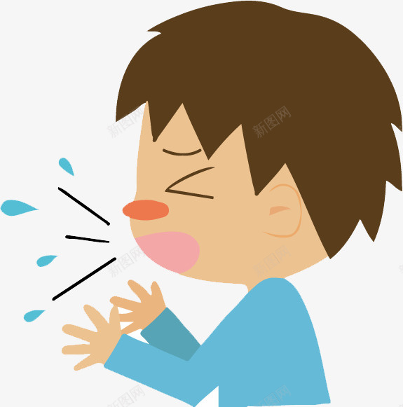 手绘卡通男青年咳嗽png免抠素材_新图网 https://ixintu.com 不舒服 卡通 卡通咳嗽 口沫横飞 咳嗽 嗓子不舒服 感冒 流感 生病 症状 难受