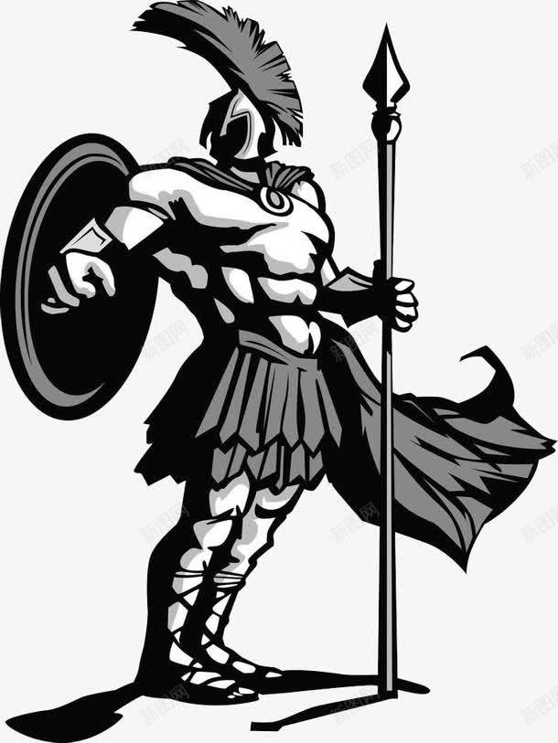 手绘黑色西方古代士兵png免抠素材_新图网 https://ixintu.com 冷兵器 古代兵器 士兵 手绘 武器 盾 矛头 西方 长矛 黑色