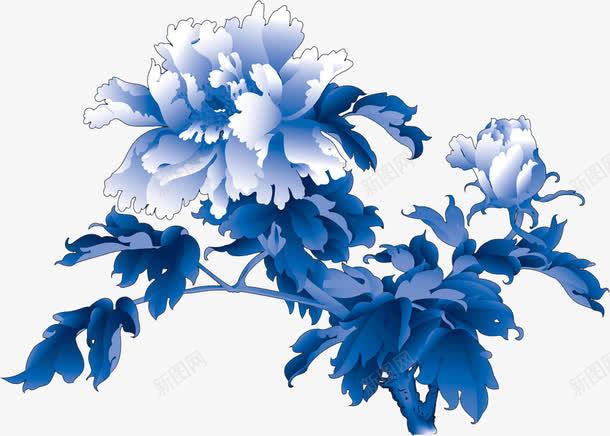 青花瓷牡丹png免抠素材_新图网 https://ixintu.com 牡丹 花卉 青花瓷