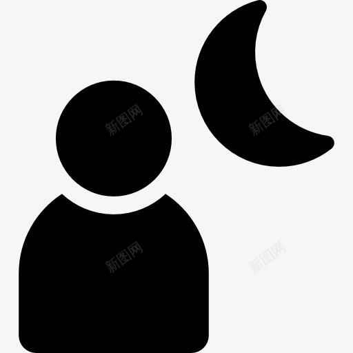 夜间人像图标png_新图网 https://ixintu.com 人 人像轮廓 人头像 半月 用户 粘人