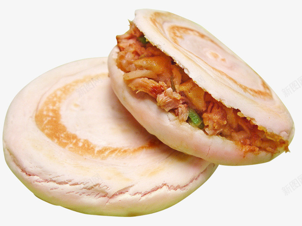 西北风味特色白吉馍夹肉png免抠素材_新图网 https://ixintu.com 地方小吃 白吉馍 肉夹馍 肉料 肉馅 西北风味