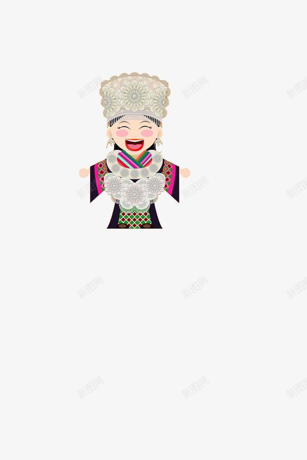 苗族美少女png免抠素材_新图网 https://ixintu.com 佩戴饰品为主 卡通 可爱 少女 少数民族美女 花容月貌 苗族 贵州苗族