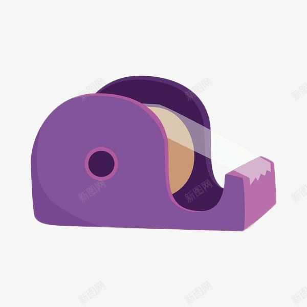 紫色手绘胶带切割器png免抠素材_新图网 https://ixintu.com 办公文具 矢量手绘 紫色 胶纸 贴纸 透明胶布贴纸 透明胶带