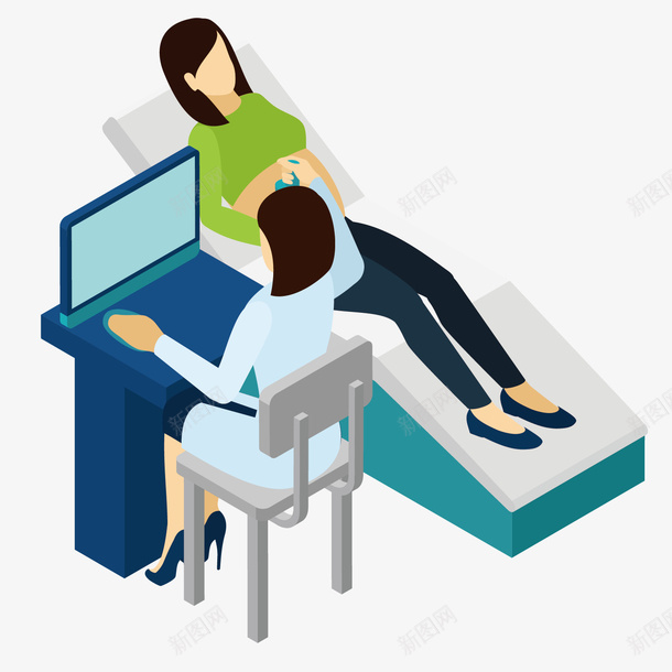 正在做检查的孕妇矢量图ai免抠素材_新图网 https://ixintu.com 医生 卡通 孕妇 手绘 检查 简单 绿色衣服 身体检查 矢量图