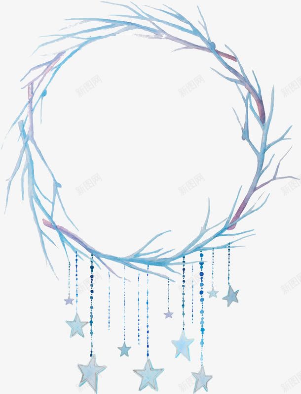 卡通手绘蓝色捕梦网png免抠素材_新图网 https://ixintu.com 卡通手绘 捕梦网 神秘 蓝色