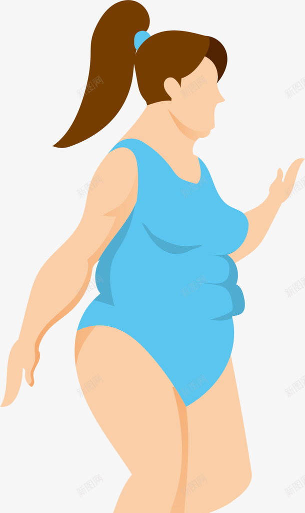蓝色卡通运动女孩png免抠素材_新图网 https://ixintu.com 世界肥胖日 体重 健康 女胖子 肥胖的危害 胖女孩 胖子 运动女孩