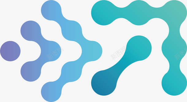 不规则图形png免抠素材_新图网 https://ixintu.com 分裂 创意 卡通 抽象 渐变色 蓝色 链式