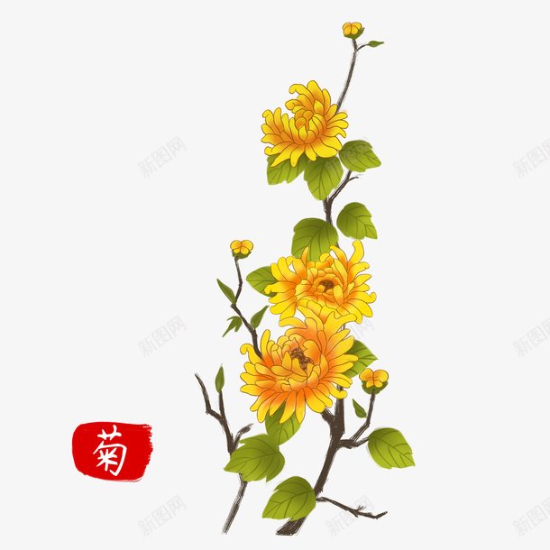 中国风传统节日菊花赏菊元素png免抠素材_新图网 https://ixintu.com 中国风 传统节日 印章 红印 菊花 赏菊 重阳节
