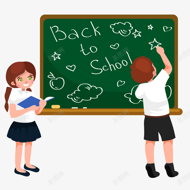 学生在黑板上写字插画png免抠素材_新图网 https://ixintu.com 免抠PNG 写字 女同学 学校 学生 学生在黑板上写字插画 开学啦 涂写 男同学 黑板