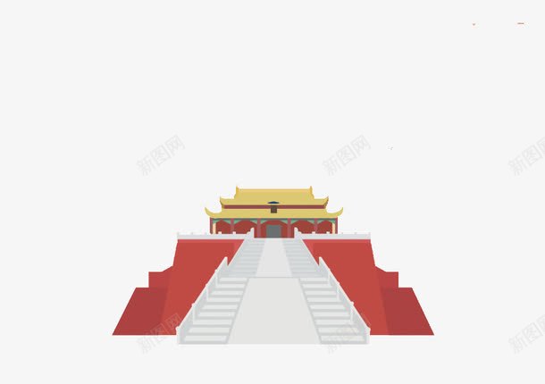 宫殿黄阁png免抠素材_新图网 https://ixintu.com 宫殿素材 宽台阶 新年素材 楼梯 皇宫素材