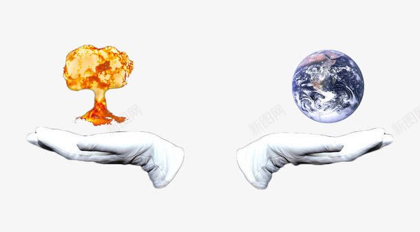 地球战火png免抠素材_新图网 https://ixintu.com 军事 地球 战争 战火 战火硝烟 手 爆炸 蘑菇云