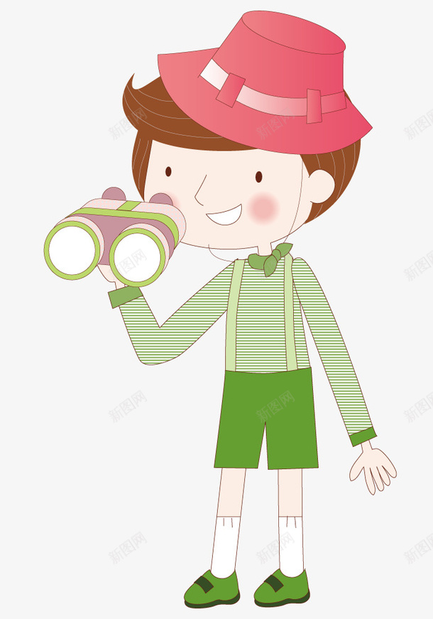 拿着望远镜的男孩png免抠素材_新图网 https://ixintu.com 卡通 插画 望远镜 男孩 矢量人物