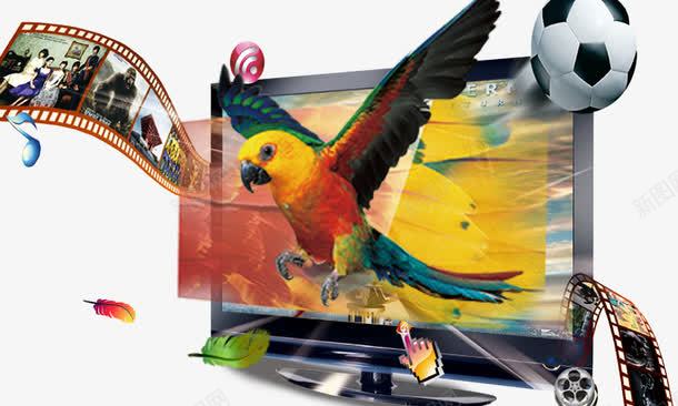 3d电视png免抠素材_新图网 https://ixintu.com 3d电视 大屏幕 底片 立体 足球