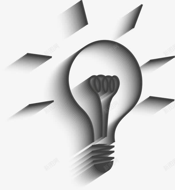 黑色线条浮雕效果的灯png免抠素材_新图网 https://ixintu.com 想法 有办法 点灯点亮 线条
