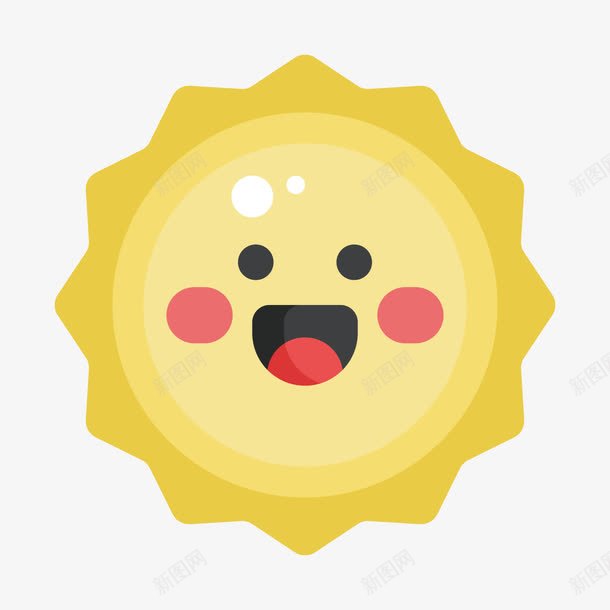 卡通太阳png免抠素材_新图网 https://ixintu.com 卡通 哈哈大笑太阳 嘴巴 圆圈 太阳 太阳贴图 尖头 形状 眼睛 黑色