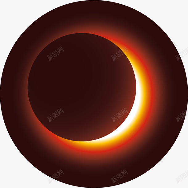 红黑色卡通日食矢量图eps免抠素材_新图网 https://ixintu.com 卡通 卡通风格 天文现象 扁平风格 日食现象 矢量日食 红黑色 矢量图