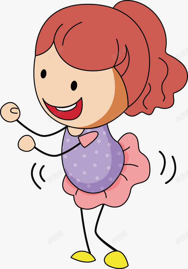 跳舞的小女生矢量图ai免抠素材_新图网 https://ixintu.com 卡通女孩 抖动 摇摆 矢量图 简笔画 跳舞姿势