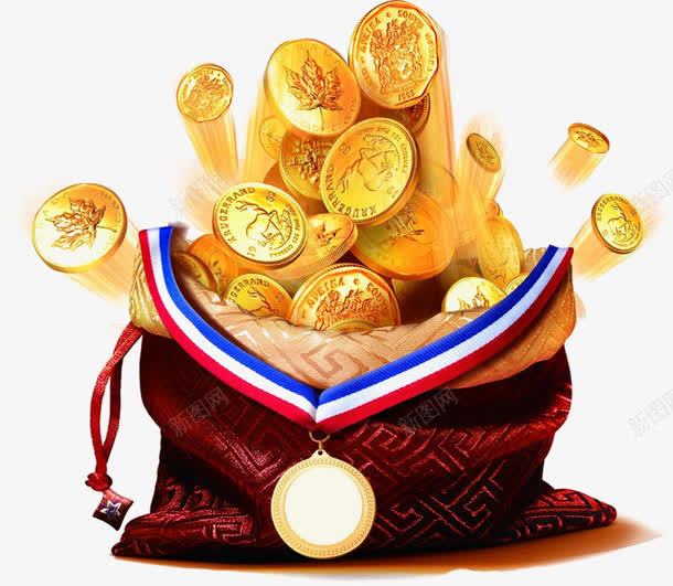 飞出来的金币png免抠素材_新图网 https://ixintu.com 活动 金币 金色 钱 钱袋