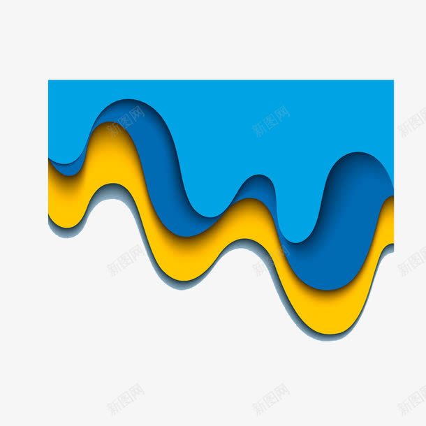 撞色系列不规则水波浪png免抠素材_新图网 https://ixintu.com 不规则 不规则波浪 天蓝色 撞色 涂料 鲜亮 黄色