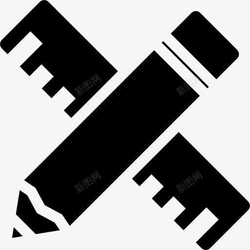 铅笔和直尺交叉图标png_新图网 https://ixintu.com 交叉 填充 尺子 工具 工具和用具 铅笔