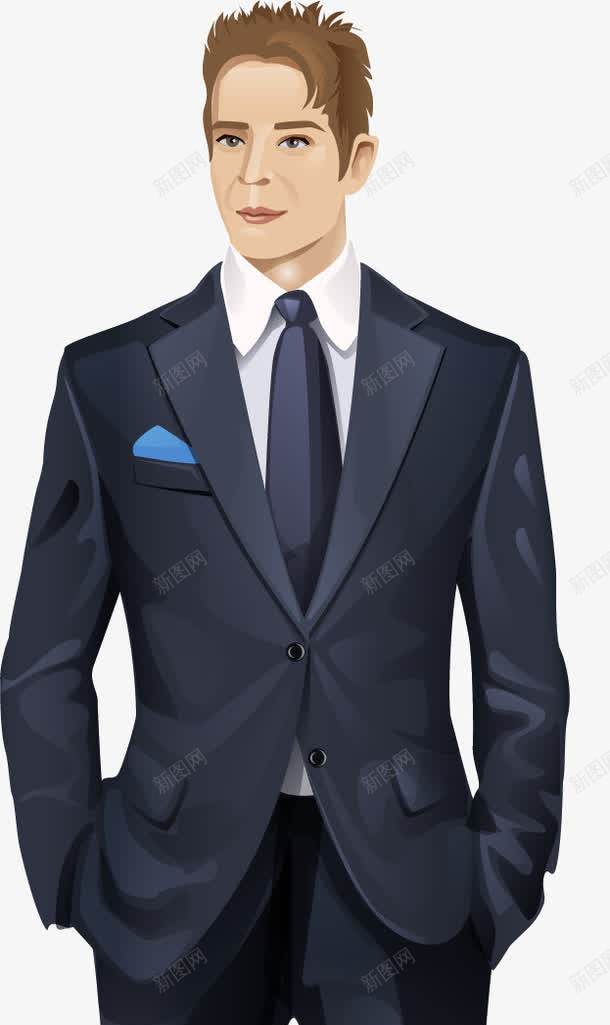 手绘西装男子矢量图ai免抠素材_新图网 https://ixintu.com 手绘 正式 西装男子 矢量图