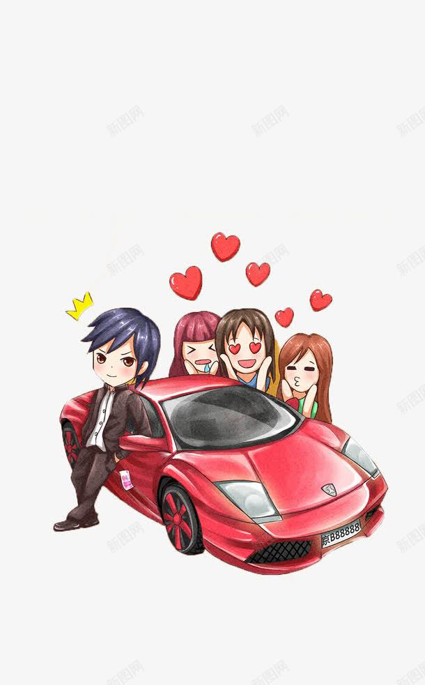 土豪卡通人物png免抠素材_新图网 https://ixintu.com 土豪 美女 豪车