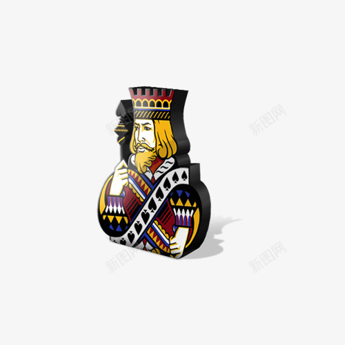 卡通立体扑克王棋牌游戏插画png免抠素材_新图网 https://ixintu.com 休闲 侧面 卡通 国王 扑克王 插画 棋牌 游戏 王冠 立体 设计