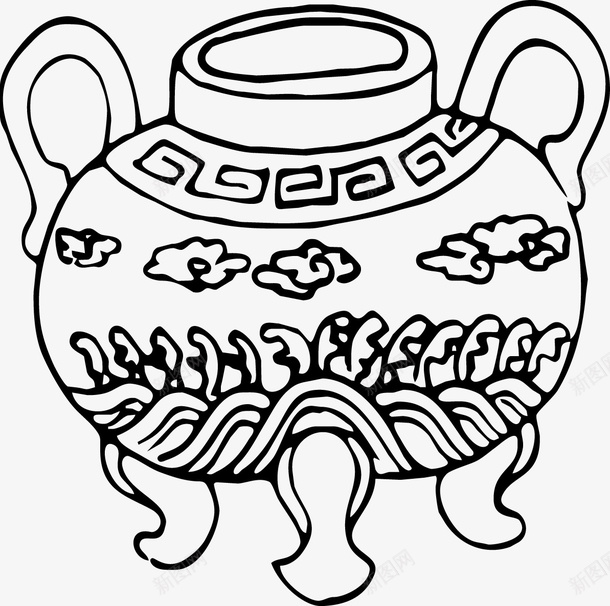 装饰青铜器矢量图ai免抠素材_新图网 https://ixintu.com 中国风 装饰 青铜器 黑色 矢量图
