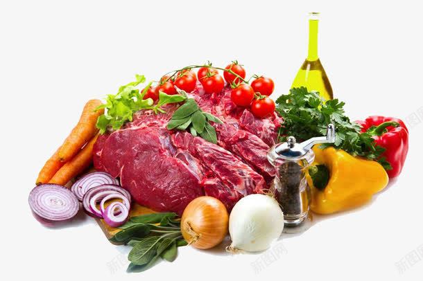 新鲜牛肉蔬菜png免抠素材_新图网 https://ixintu.com 牛排 矢量素材 膳食纤维 菜类图片 调味品 鲜果蔬菜