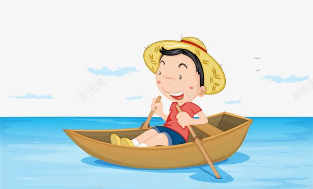 在河里面划船的小孩png免抠素材_新图网 https://ixintu.com 卡通 小河 小溪 水 水塘 水沟 水流 河水 河沟 流水 清澈 溪水