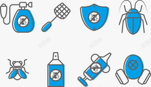 四害驱虫剂图标png_新图网 https://ixintu.com 农药 农药化肥 卡通扁平 图标ico 工具 捕鼠器 杀虫剂 杀虫喷雾 苍蝇拍 防毒面具