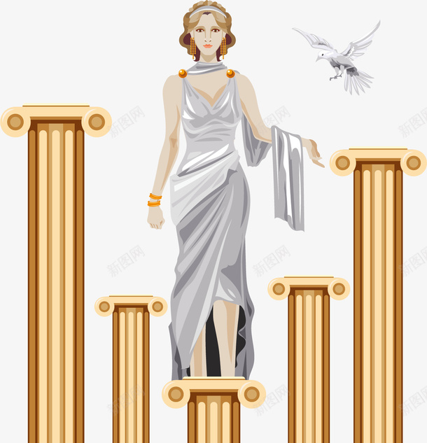 站立的卡通女神矢量图eps免抠素材_新图网 https://ixintu.com 卡通女神 卡通风格 古希腊女神 白色女神 白色风格 站立 阿弗洛狄忒 矢量图