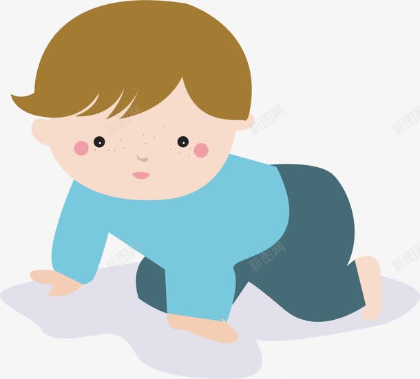 跪坐着的男孩png免抠素材_新图网 https://ixintu.com 卡通人物 坐着的小孩 坐着的小朋友 婴儿 小男孩 爬行