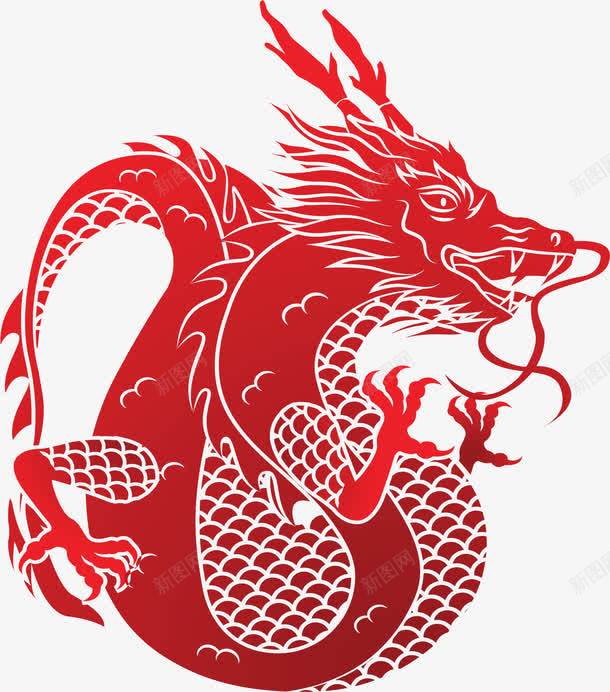 镂空剪纸中国神龙矢量图ai免抠素材_新图网 https://ixintu.com 中国龙 剪纸 剪纸神龙 矢量png 神龙 红色神龙 矢量图