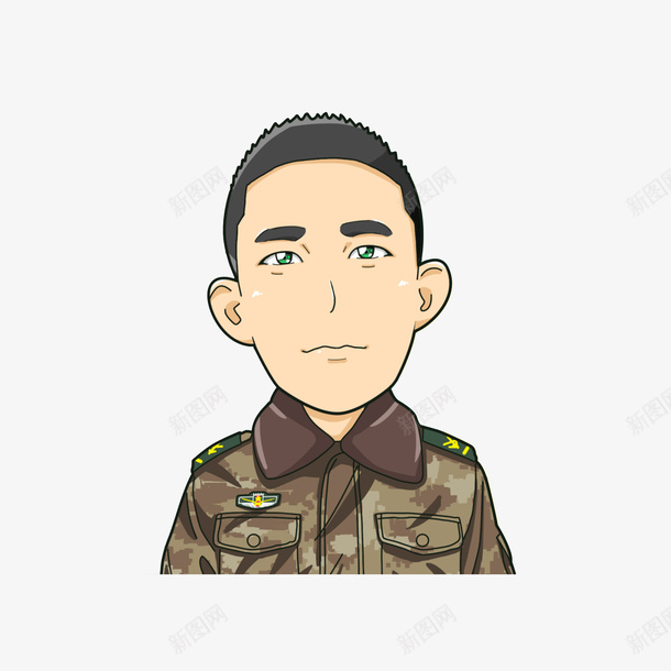 卡通严肃的解放军头像png免抠素材_新图网 https://ixintu.com 严肃表情 卡通解放军 解放军头像 陆军军人