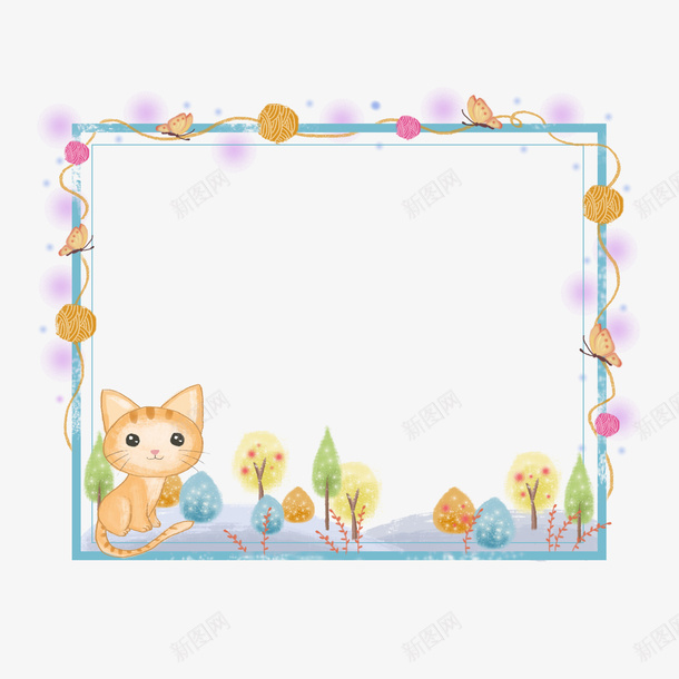 小清新动植物小猫可爱边框png免抠素材_新图网 https://ixintu.com 动漫边框 卖萌小猫 大自然 小清新 小猫可爱边框 植物边框 相框 边框