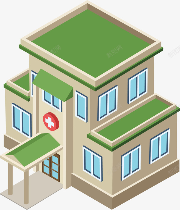 医院俯瞰图矢量图ai免抠素材_新图网 https://ixintu.com 医院 屋顶 建房 建筑 房屋 楼房 绿色 矢量图