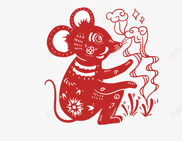 新年老鼠窗花16png免抠素材_新图网 https://ixintu.com 剪纸 新年 新年团 窗花 素材 老鼠剪纸