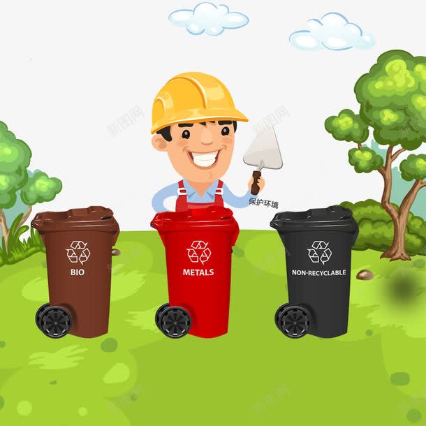 环保卡通垃圾清洁工png免抠素材_新图网 https://ixintu.com 卡通公园 卡通清洁工 垃圾分类 垃圾桶 爱护环境人人有责 环保宣传 请勿乱丢垃圾