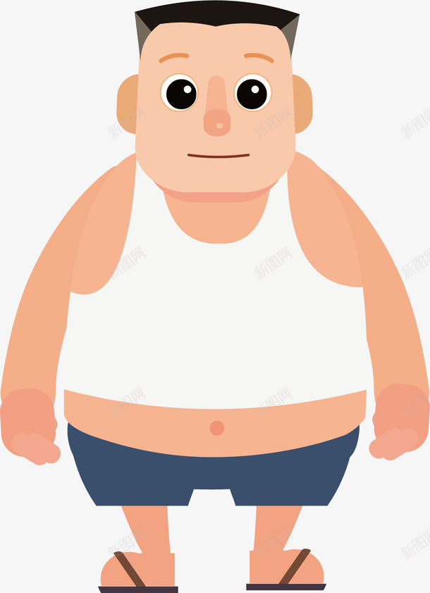 可爱的胖子矢量图ai免抠素材_新图网 https://ixintu.com 减肥 可爱 奋进 平头 白衣服 胖子 矢量图