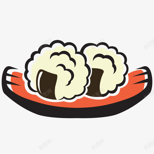 一碟手绘的紫菜饭团矢量图ai免抠素材_新图网 https://ixintu.com 寿司 日式饭团 日本料理 紫菜卷 紫菜饭团 饭团 矢量图
