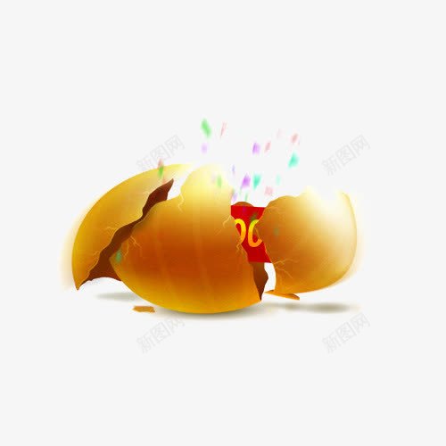 裂开的金蛋里面的大奖png免抠素材_新图网 https://ixintu.com 大奖 开奖 抽奖 砸 砸金蛋 裂开 金蛋