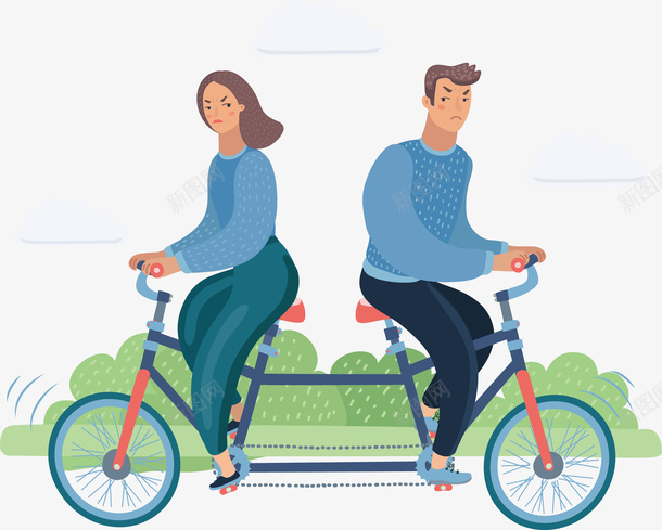 骑着双人自行车的男女矢量图eps免抠素材_新图网 https://ixintu.com 双人自行车 双人骑 吵架情侣PNG 夫妻吵架 情侣服 意见不一 愤怒男女 户外运动 矢量图