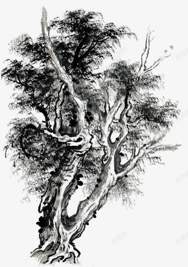 手绘水墨树png免抠素材_新图网 https://ixintu.com 中国元素 古风 手绘 暗色 树 水墨树