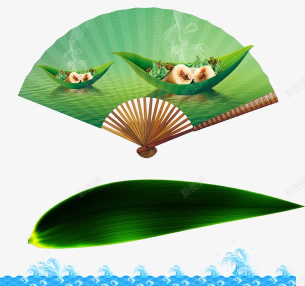 中国风绿色粽子叶扇子png免抠素材_新图网 https://ixintu.com 中国风 扇子 粽子叶 素材 绿色