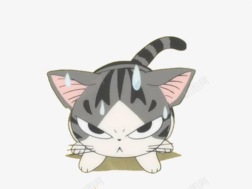 生气卡通猫png免抠素材_新图网 https://ixintu.com 不开心 不高兴表情 仇视 冒汗 发怒 哼唧 摇尾巴 撇嘴巴 流汗水 灰色猫咪 额头冒汗