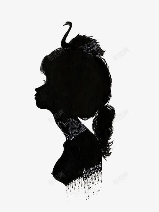 黑色天鹅剪影少女png免抠素材_新图网 https://ixintu.com 剪影 天鹅 少女 黑色