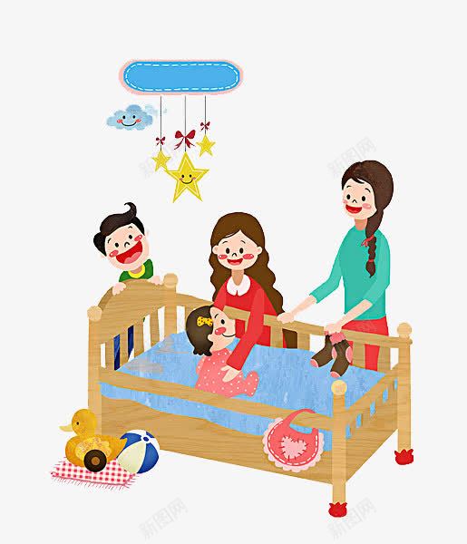 哄宝宝睡觉的人png免抠素材_新图网 https://ixintu.com 亲情 卡通手绘 婴儿床 婴儿床俯视图 开心 照顾 照顾孩子 玩具 陪伴 陪伴关怀