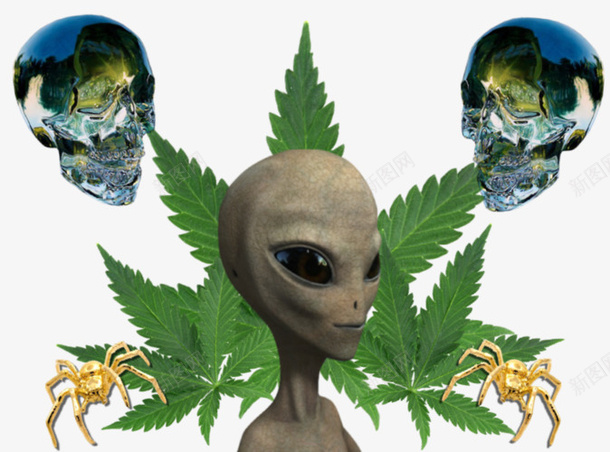 蒸汽波风格科幻外星人png免抠素材_新图网 https://ixintu.com 免抠下载 外星人设计 实物 手绘 蒸汽波风格 装饰