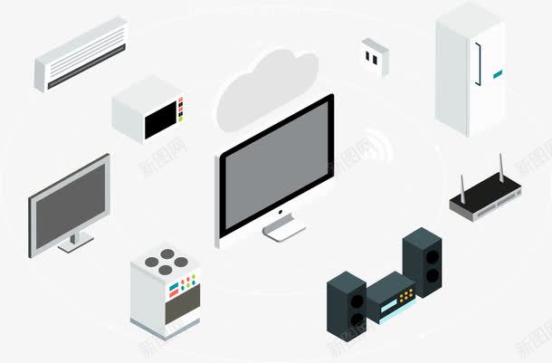 网络连接智慧家居png免抠素材_新图网 https://ixintu.com 共享wifi 无线网络 智慧家居 高科技